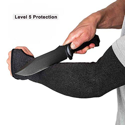 5 Pairs Protective Arm Sleeves, Level 5 Protection Cut Resistant Sleeve with Thumb Hole (Black) - color: 5 Pairs Cut Sleeves