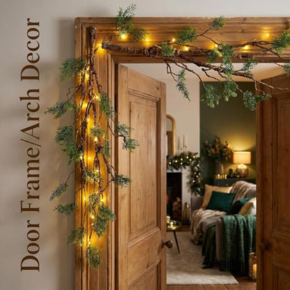 39.3in Bendable Artificial Pine Tree Branch Cedar Stems Reptile Yules Decor | Faux Tree Trunk Twigs Plants Garland With Greenery Picks For Christmas Wall Hanging Climb Outdoor Jungle Halloween Decoration
