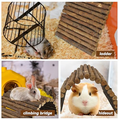 kathson Wooden Hamster Bridge,Guinea Pig Wood Ladder Bendable Tunnel Hideout Hut Small Animal Climbing Toys for Ferret Hedgehog Chinchilla Mice Rat Gerbil Baby Rabbit(19.6 x 6.0 in) - size: M (19.6 x 6.0 inches)