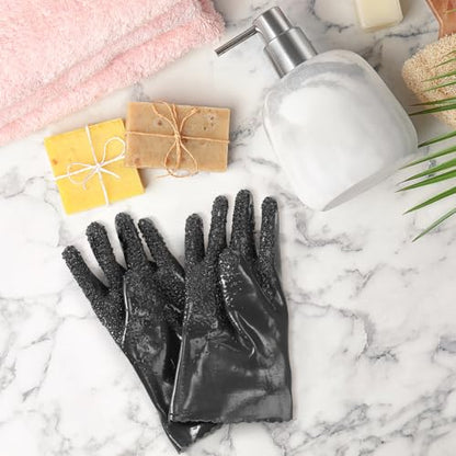 5 Pairs Sewer Snake Glove PVC Non Slip Sewer Gloves Drain Cleaning Glove Plumbing Tools for Professional Plumber - color: Black