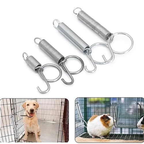 24 PCS Multipurpose Spring Animal Cage Latches Lock Rabbit Door Tension with Hook(75mm) - color: 75mm