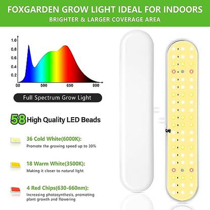 FOXGARDEN Grow Light, Full Spectrum LED Grow Lamp, Plant Lights for Indoor，Auto Timer 4/8/12H, 4 Dimmable, Height Adjustable 8.5"-24", Growing Lights 2 Pack - size: 2 pack