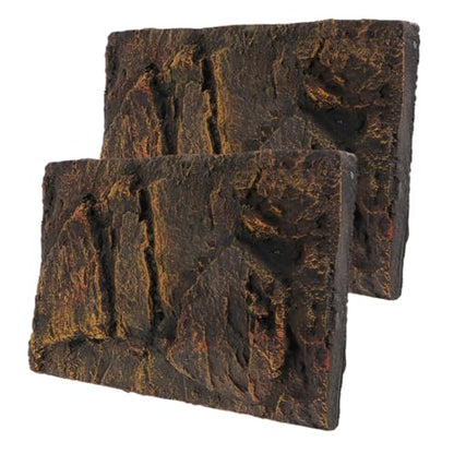 3D PU Material Reptile Tank Background Board 2pcs Turtle Aquarium Decorative Panel for Snake Habitat and Fish Tank Decoration