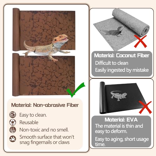 BNOSDM 2 PCS Reptile Carpet Mat Terrarium Liner Bedding Reptile Cage Mat Supplies for Tortoise Lizard Leopard Gecko Snake Chameleon 39.4" x 19.7" - size: XL（2PCS）：39.4 x 19.7 IN