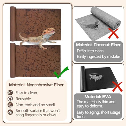 BNOSDM 2 PCS Reptile Carpet Mat Terrarium Liner Bedding Reptile Cage Mat Supplies for Tortoise Lizard Leopard Gecko Snake Chameleon 39.4" x 19.7" - size: XL（2PCS）：39.4 x 19.7 IN