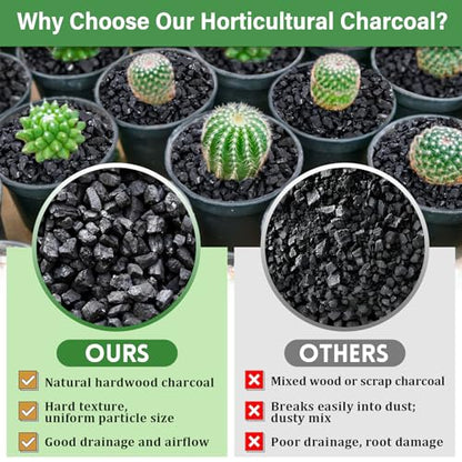 Legigo 4QT All Natural Horticultural Charcoal- Activated Hardwood Plant Charcoal for Soil Amendment, Conditioning Bonsai Soil, Succulent, Terrarium Supplies, Indoor Plant Potting Soil - color: 4 QT