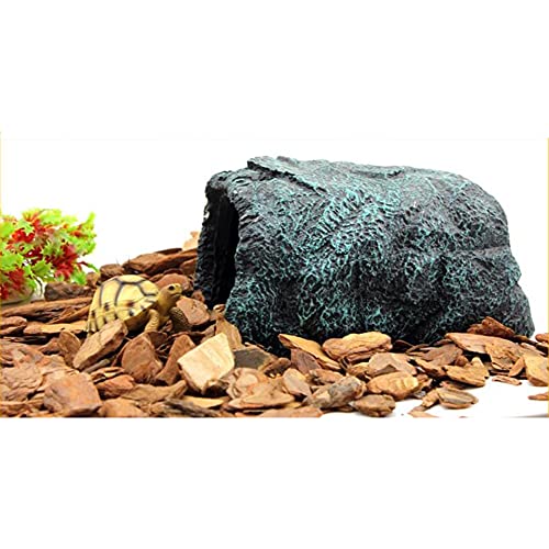 Reptile Rock Hideout Reptile Rock Hide Cave, Aquarium Habitat Décor Rock Tortoise Hideout for Reptiles, Small Lizards, Turtles,Bearded Dragon Tortoise, Amphibians, Fish (N17)