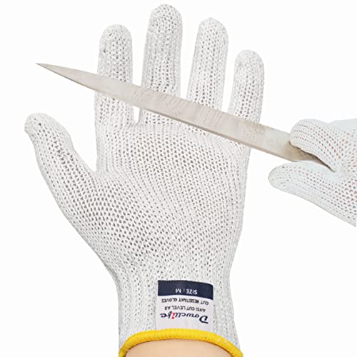 Dowellife Level 8 Reinforced Cut Resistant Gloves Food Grade, Mandoline Protective Gloves, Knife Safety Gloves for Meat Cutting, Oyster Shucking, Fish Fillet, Kitchen Slicing and Wood Carving(Medium) - color: White, size: Medium (Pack of 1)