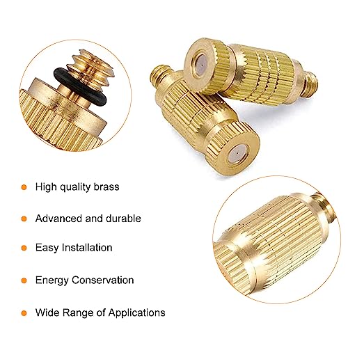 20pcs High Pressure Atomizer Nozzle Brass Misting Nozzles for Outdoor Cooling System, Landscaping, Greenhouse Irrigation, Air Humidification, Anti-Drip Fogging Spray Head(0.004"/0.1mm)
