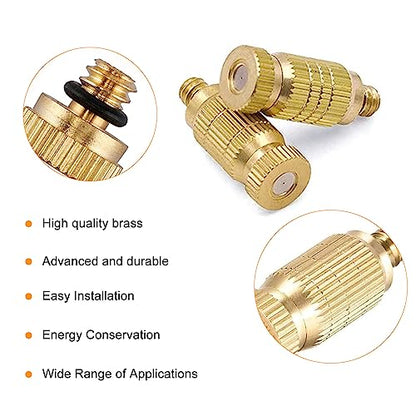 20pcs High Pressure Atomizer Nozzle Brass Misting Nozzles for Outdoor Cooling System, Landscaping, Greenhouse Irrigation, Air Humidification, Anti-Drip Fogging Spray Head(0.004"/0.1mm)