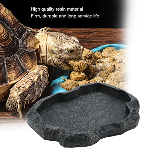 AYNEFY Reptile Food Water Rock Bowls,Resin Reptile Feeder Lizard Feeding Dish Amphibian Feeder Bowl Terrarium Decor for Bearded Dragons Leopard Gecko Frog Snake(Emerald - size: M