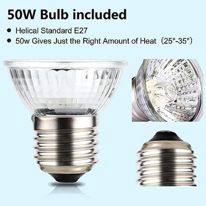 Reptile Heat Lamp, UVA UVB Light for Aquarium Turtle Tank, with 50w Basking Bulb, for Tortoise, Snake, Frog, Lizard, Cockatoo, Chameleon. Halogen, Yellow Light - color: Lamp Holder C+1 Bulb