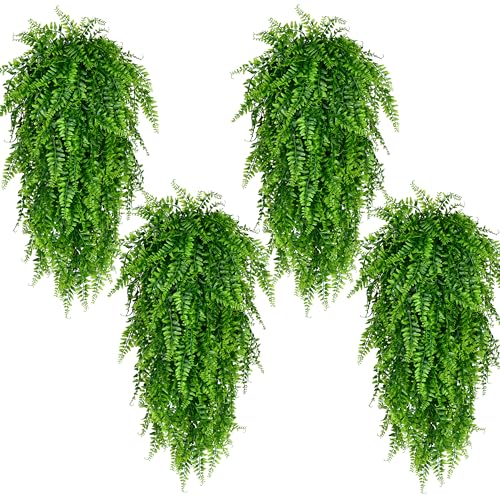 Waipfaru 8Pcs Fake Hanging Plants Artificial Ferns for Outdoors，Fake Ferns UV Resistant Plastic Fake Plants for Indoor Wall Porch Wedding Party Holiday Decor - size: 8Pcs