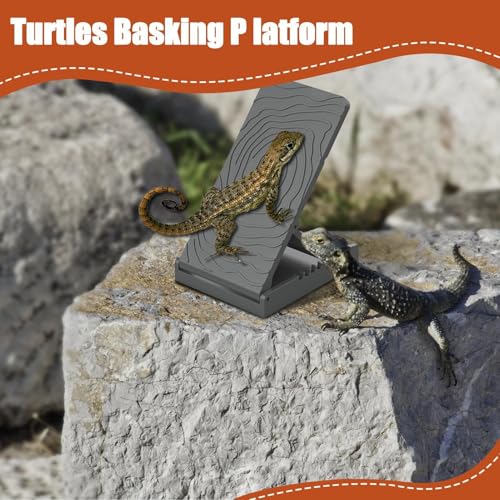 Reptile Basking Ramp | Bearded Dragons Climbing Step Ramp | Height Adjustable Lizard Resting Area for Terrarium Vivarium Tank Enclosure Chameleons Tortoise Frogs Newts Pet Enthusiasts Home Kitchen - color: Gray