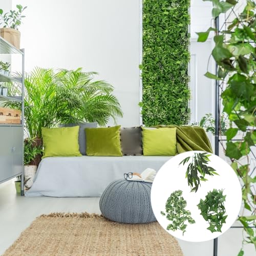 PRETYZOOM 3pcs Reptile Plants Leaf Decoration Set with Suction Cups, Green Artificial Vines for Gecko Snake Terrarium Habitat, 12-inch and 30cm Sizes, Reptile Pet Tank Accessories