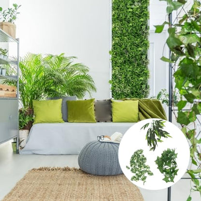 PRETYZOOM 3pcs Reptile Plants Leaf Decoration Set with Suction Cups, Green Artificial Vines for Gecko Snake Terrarium Habitat, 12-inch and 30cm Sizes, Reptile Pet Tank Accessories