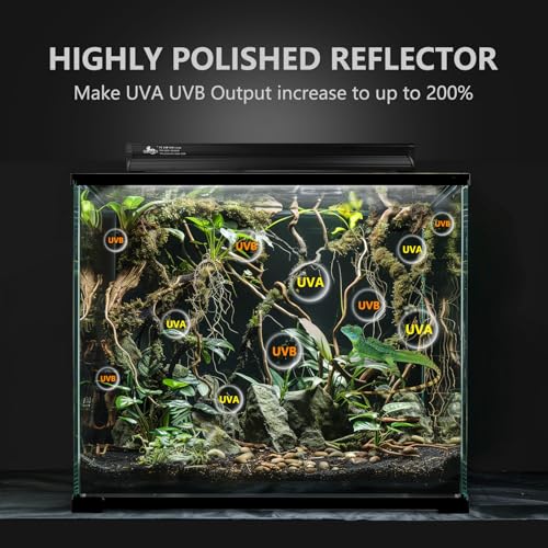 T5 UVB Lighting Combo Kit for Reptiles,8W Light Fixture with Desert 5.0 T5 UVB Light Bulbs Terrarium Hood Heat Lamp for Breaded Dragon,Turtle,Frog,Lizard,Tortoise,Gecko,Snake