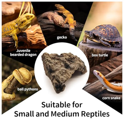 Reptile Simulation Rock Cave Hideouts Terrarium Habitat Décor Bearded Dragon Hideout for Turtles Lizards Snakes Crab (Large)