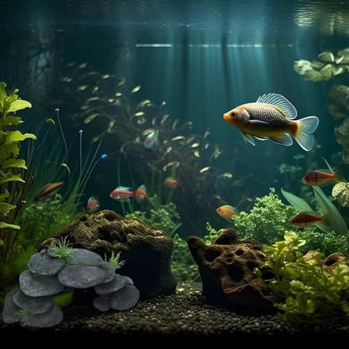 IBWell Resin Reptile Hides Pebble Shrimp Hides for Aquarium Tank Terrarium Reptile Rock Hide with Grass Fish Tank Caves and Hides Reptile Hideouts for Lizard Snake Gecko - color: Rocks grey and grass green