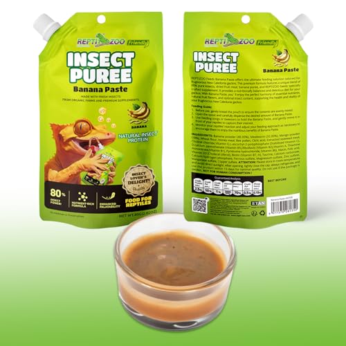 Crested Gecko Food Insect Puree, Fruit Mix Banana, Reptile Food Made with Fresh Insects 2.82oz
