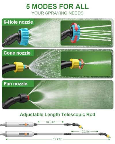 2 Gallon Electric Garden Sprayer, Battery Powered Weed Sprayer with Telescopic Wand, 3 Adjustable Nozzles, Garden Sprayer with Collapsible Tank, Shoulder Strap for Lawn Care, Plant Watering & Cleaning - size: 2gal