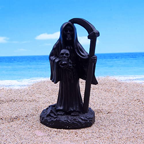 Death with Sickle Statue Decorations Terrarium Reptile Tank Terrarium Figurine Statue Turtle Lizard Tanks Devil Skull Halloween Decor Ornament Aquarium