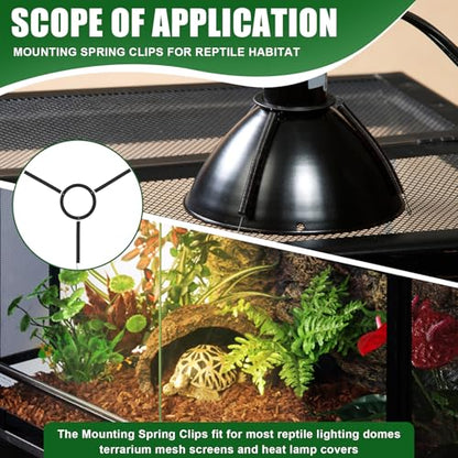Mounting Spring Clips for Reptile Habitat Lighting Domes, Fits most reptile lighting domes,terrarium mesh screens, and heat lamp covers.Most Standard Domes and Screen Covers (1 pack) - size: 1 pack