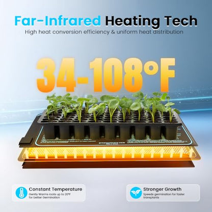 Seedling Heating Mat | Fits (1) Standard 1020 Tray | Germination Grow Heat Pad for Seed & Starter Plants Soil Warmer for Indoor Home Gardening (10x20 Double)