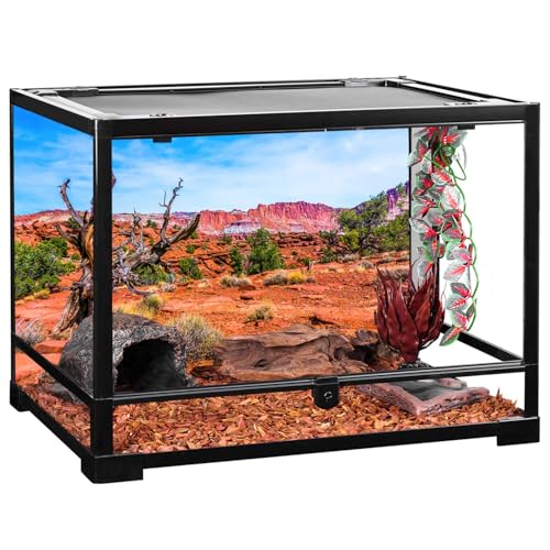AWERT 36x24 inches Reptile Habitat Background Blue Sky Oasis Orange Desert Terrarium Background - size: 36x24in/90x60cm