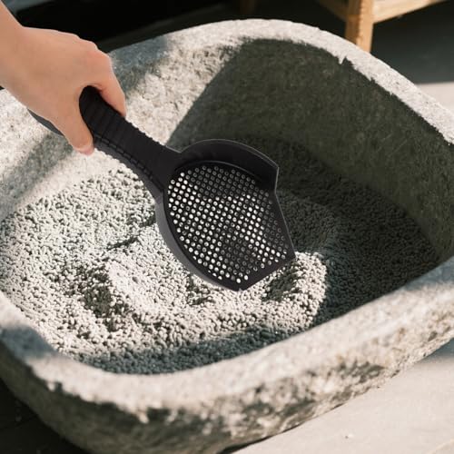 SHOWERORO 2pcs Cat Litter Scoop Set with Fine Sand Sifter, Sturdy Plastic Material, Small and Large Sizes for Reptile and Cat Litter Box Cleaning, Ergonomic Design for Convenient Waste