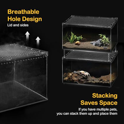 Reptile PC Terrarium,Tarantula Enclosure,Spider Tank Starter Kit,Leopard Gecko Container,Hermit Crab Habitat,Lizard Enclosure,Insect Housing,Jumping Spider Cage,Small Bearded Dragon Vivarium L - size: L(11.8x7.8x5.9 IN)