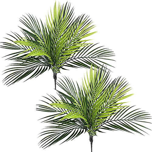 CATTREE Artificial Tropical Palm Plants, Faux Plant Plastic Shrubs Fern Leaves Coconut Tree Fake Bushes for Indoor Outdoor Verandah Office Table Centerpieces Arrangements DIY Decoration - 2 Pcs - color: Tropical Palm Plant-2 Pcs