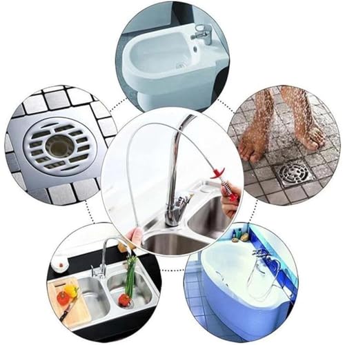 Sewer Cleaning Hook & No Need for Chemicals,Portrayi Sewer Cleaning Hook,Sewer Cleaning Hook Drain Clog Remover,Toilet Snake Clog Remover,Flexible Grabber Claw Long Drain Snake (35.4in) - color: 35.4in