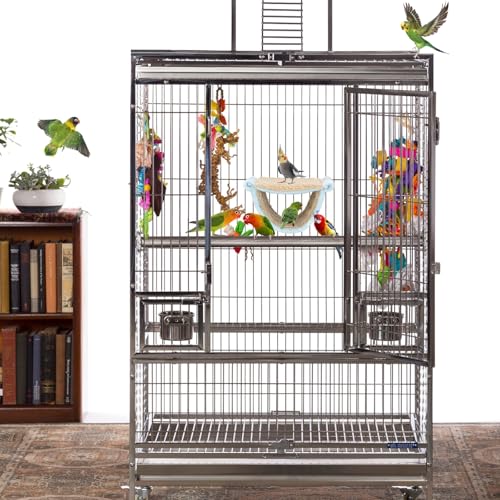 BWOGUE Winter Warm Bird Nest Bed Hanging Hammock Snuggle Hut Parrot House Tent Toy Bird Cage Perch for Parakeet Budgies Cockatiels Lovebird Cockatoo Finch Hamster Chinchilla Guinea Pig - color: Sky Blue, size: Medium (9"x7.2")