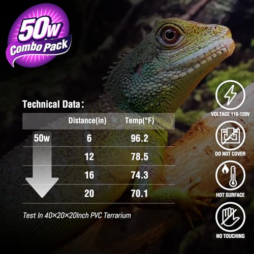 Leoterra 50w Reptile UVA Incandescent Basking Spot Light Bulbs and 50w Incandescent Night Black Heat Lamp Bulbs Combo Pack, for Bearded Dragon Snake Lizard Heating Lighting Use.120V E26 Base - style: 50W