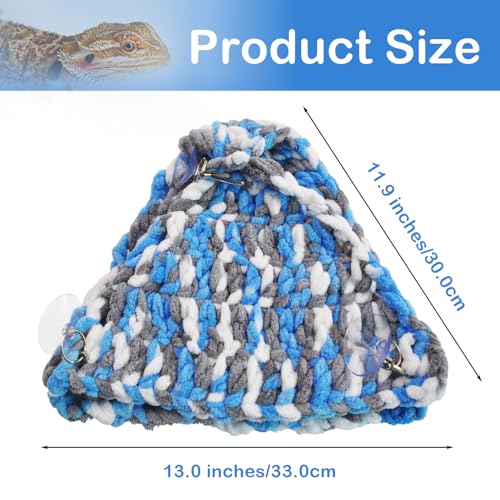 kathson Bearded Dragon Hammock Soft Double-Layered Reptile Hammocks Swing Hanging Bed with Suction Cups Hooks Tank Accessories Hammocks for Small Lizard Leopard Gecko Chameleon(Triangular) - color: Blue