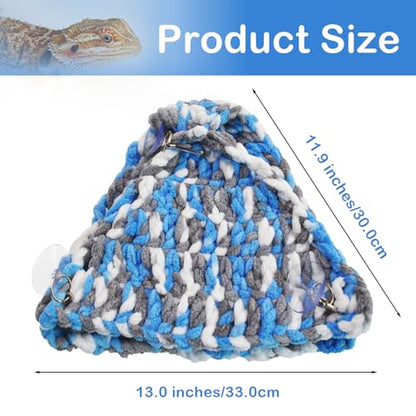 kathson Bearded Dragon Hammock Soft Double-Layered Reptile Hammocks Swing Hanging Bed with Suction Cups Hooks Tank Accessories Hammocks for Small Lizard Leopard Gecko Chameleon(Triangular) - color: Blue