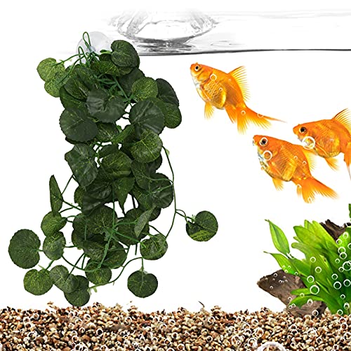 Pssopp Simulated Rattan Vine, EcoFriendly Plastic Hanging Plant False Vine for Aquarium Reptile Tank Decoration 2-2.5m Green Shell with Suction Cups