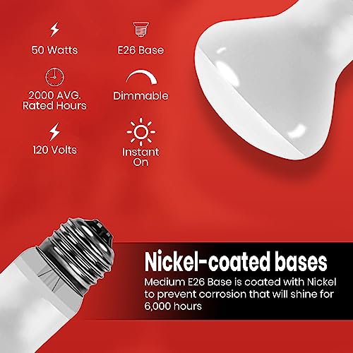 50 Watt Reptile Heat Bulb, 50 Watts UVA Basking Light Bulbs for Reptiles, Terrarium Basking Heat Lamp for Bearded Dragon,Lizard,Turtle,Snake, UVA Reptile Light Bulb E26 Base 2 Pack - style: 50WR20-WHITE-2PK