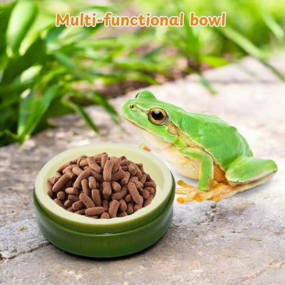 Frog Hide Out and Water Dish Bowl Set, Frog Terrarium Kit with Suction Cup and Food Dish, Tree Frogs Terrarium Accessories, Aquarium Decor, Reptile Tank Supplies for Bullfrog (Green, S)