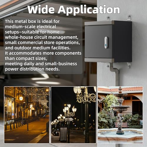 Joinfworld Outdoor Electrical Metal Box 11.8" x 11.8" x 7" Weatherproof Outdoor Junction Enclosure Steel Box with Lock Din Rail Cable Gland - size: 11.8"x11.8"x7"