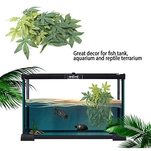 Reptiles Artificial Vine Plastic Fake Hanging Leaves Green Simulation Plant Reptile Terrarium Habitat Decor Aquarium Fish Ornament with a Sucker - size: 30cm