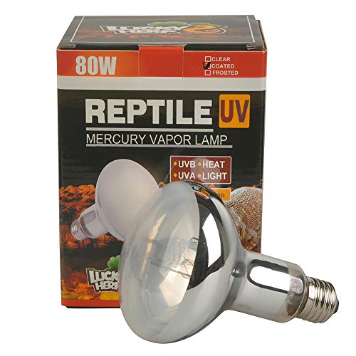 LUCKY HERP Reptile UVA UVB Mercury Vapor Bulb Lamp,R30,E26,Screw Thread,80 Watt (Coated) - color: Coated