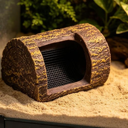 Reptile Food Dish - Integrated Multi-Tier Climbing Groovee, 15cm Wide Gecko Lizard Frog Station, Hermit Crab Turtle Vivarium Accessory, Non Porous Synthetic Rock Block | Habitat Feeder for Keepers