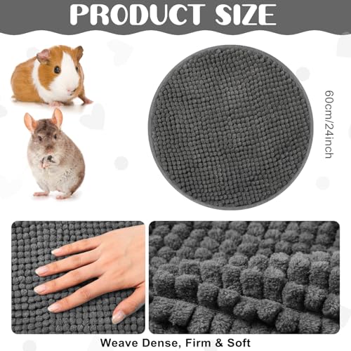 Amylove 4 Pcs Guinea Pig Cage Liner 12 Inch Round Washable Chenille Pee Pads Pet Dog Cat Bedding Training Mat Reusable for Small Animals Puppy Bunny Hamster Chinchilla - color: Dark Gray, size: Diameter 12 Inch, style: Low Pile Chenille