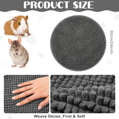 Amylove 4 Pcs Guinea Pig Cage Liner 12 Inch Round Washable Chenille Pee Pads Pet Dog Cat Bedding Training Mat Reusable for Small Animals Puppy Bunny Hamster Chinchilla - color: Dark Gray, size: Diameter 12 Inch, style: Low Pile Chenille