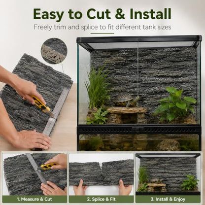 FOMIYES Reptile Tank Background 3D Stalactite Decorative Panel 17.7X11.8X1.6 Inch Pu Foam Aquarium Backdrop for Fish Turtle Habitat Vertical Rock Design
