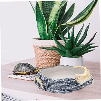 BESPORTBLE Wear-Resistant Decorative Reptile Bowl Water Dish for Turtles Lizards Snakes Feeding Drinking for Reptiles