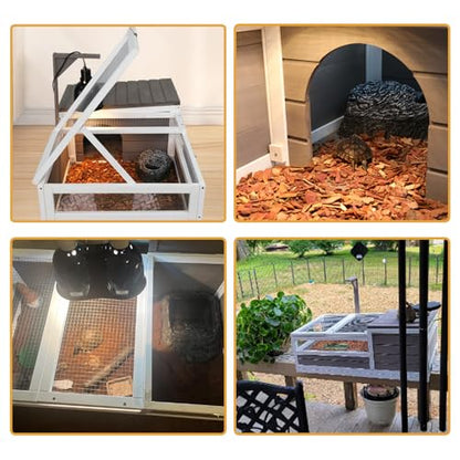 Ketive Tortoise Habitat Large Wooden Tortoise House Indoor & Outdoor, Reptile Cage for Small Animals-Leakproof Tray (Grey, 77" L x 23" W x 14.5" H) - size: 77"L x 23"W x 14.5"H