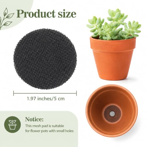 200 Pcs Plant Pots Hole Mesh Pad Round Potting Mat Flower Pot Bonsai | Mesh Bonsai, Bottom Grid Mat Screen Cover Pad, Substrate Barrier Meshes, for Plant Terrarium Potting Mats, Prevent Soil Loss